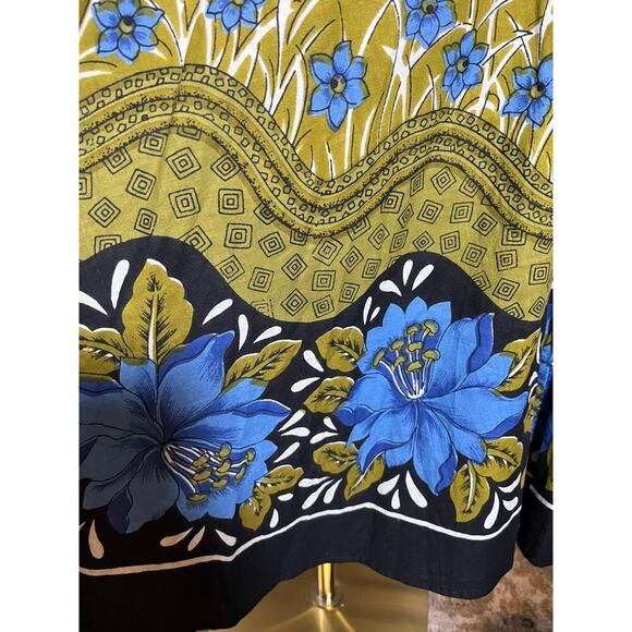 Pretty Pink Women Small Dress Blue Olive Black Cotton  Peasant‎ Boho Vintage - Picture 14 of 14